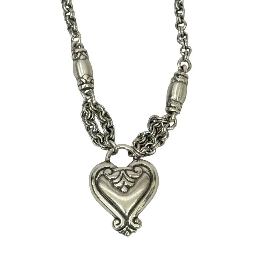 Brighton Silver Toned Twirl & Blaire Heart Necklaces Pendants 2 PC Adjustable
